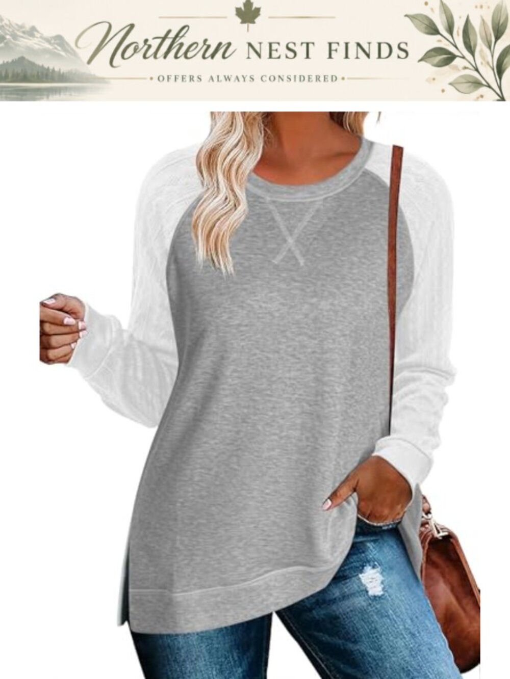 Zeagoo Cable Knit Sleeve Loose Fit Crewneck Long Sleeve Lightweight Pullover